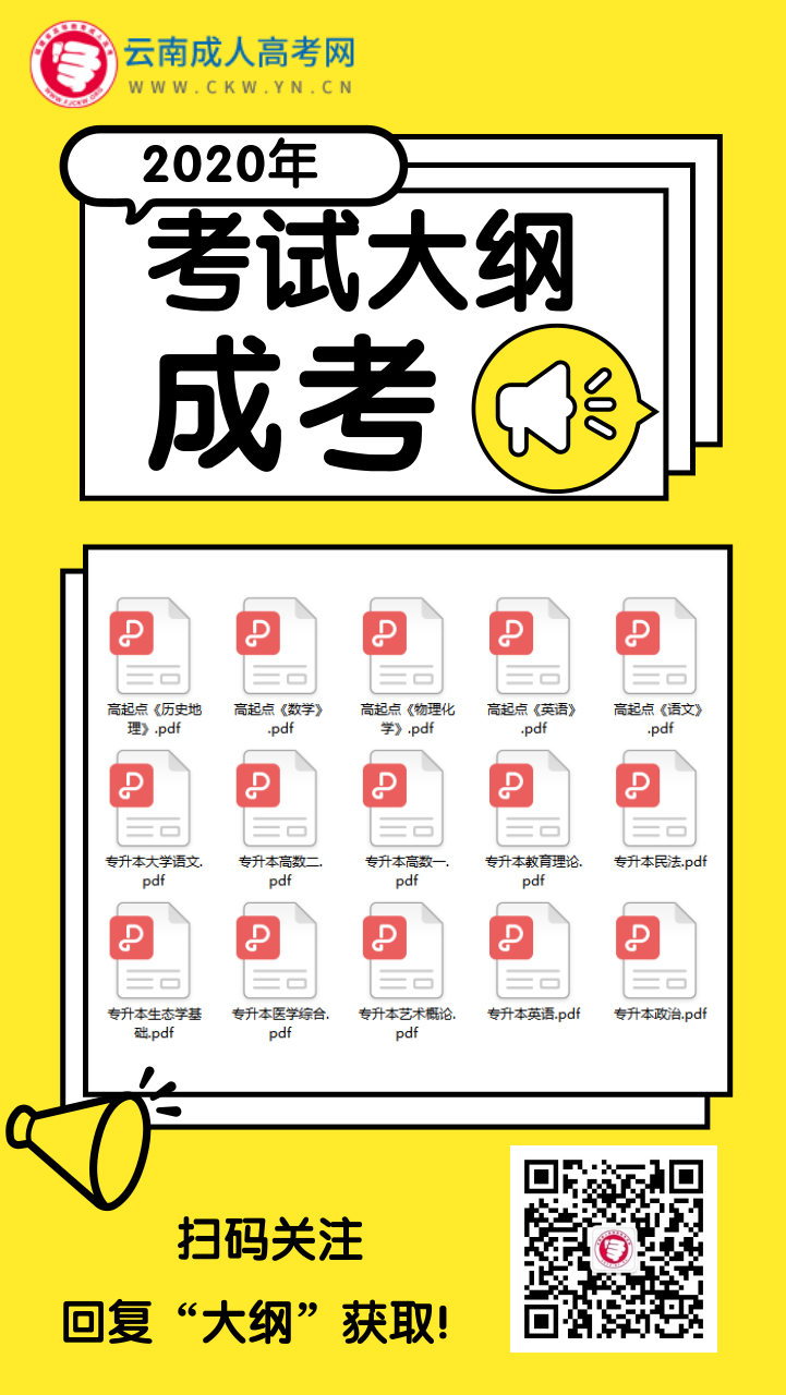 云南成人高考考試大綱