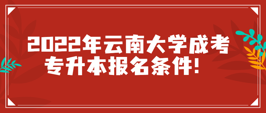 2022年云南大學成考專升本報名條件！